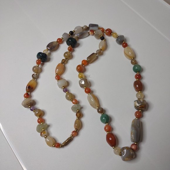 33.5 Inch Multicolor Stone Bead Necklace - Picture 1 of 15